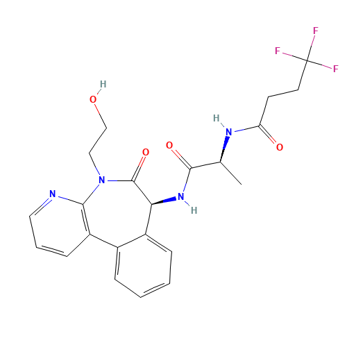 4,4,4-trifluoro-N-[(2S)-1-[[(7S)-5-(2-hydroxyethyl)-6-oxo-7H-pyrido[2,3-d][3]benzazepin-7-yl]amino]-1-oxopropan-2-yl]butanamide (CAS: 1421438-81-4) - Chemical Structure and Molecular Formula 