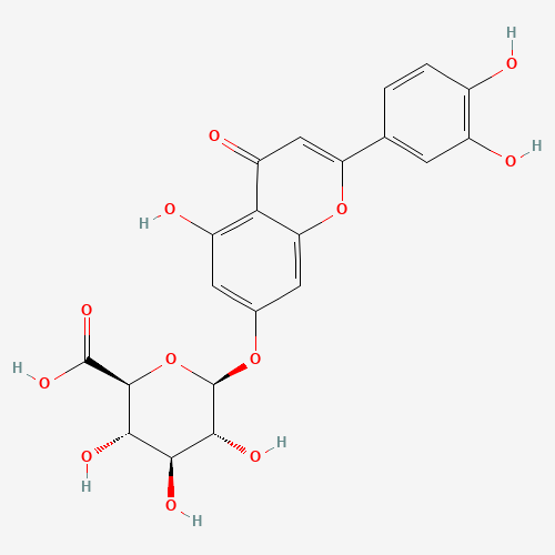 (2S,3S,4S,5R)-6-[2-(3,4-dihydroxyphenyl)-5-hydroxy-4-oxochromen-7-yl]oxy-3,4,5-trihydroxyoxane-2-carboxylic acid (CAS: 29741-10-4) - Chemical Structure and Molecular Formula 
