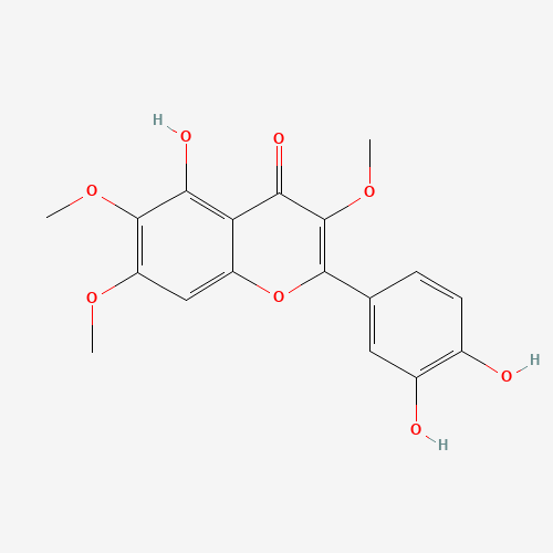 2-(3,4-dihydroxyphenyl)-5-hydroxy-3,6,7-trimethoxychromen-4-one chemical structure 2-(3,4-dihydroxyphenyl)-5-hydroxy-3,6,7-trimethoxychromen-4-one (CAS: 14965-20-9) - Chemical Structure and Molecular Formula