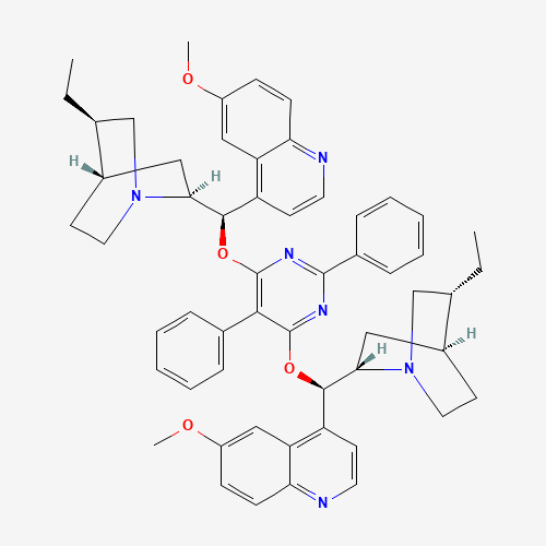4-[(R)-[(4R)-5-ethyl-1-azabicyclo[2.2.2]octan-2-yl]-[6-[(R)-[(5R)-5-ethyl-1-azabicyclo[2.2.2]octan-2-yl]-(6-methoxyquinolin-4-yl)methoxy]-2,5-diphenylpyrimidin-4-yl]oxymethyl]-6-methoxyquinoline (CAS: 149820-65-5) - Related Chemical Product