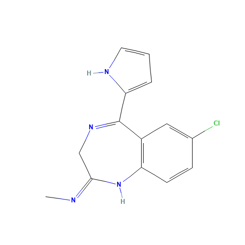 7-chloro-N-methyl-5-(1H-pyrrol-2-yl)-3H-1,4-benzodiazepin-2-amine (CAS: 139339-45-0) - Related Chemical Product