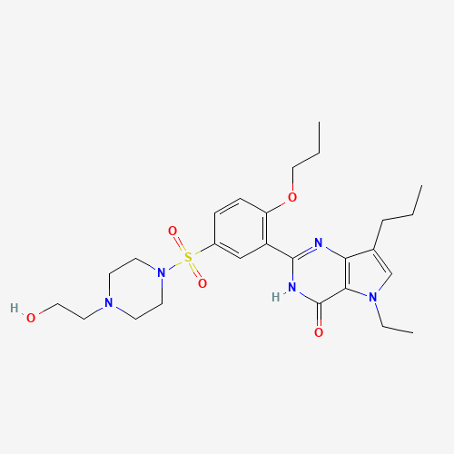 5-ethyl-2-[5-[4-(2-hydroxyethyl)piperazin-1-yl]sulfonyl-2-propoxyphenyl]-7-propyl-1H-pyrrolo[3,2-d]pyrimidin-4-one (CAS: 862189-95-5) - Chemical Structure and Molecular Formula 