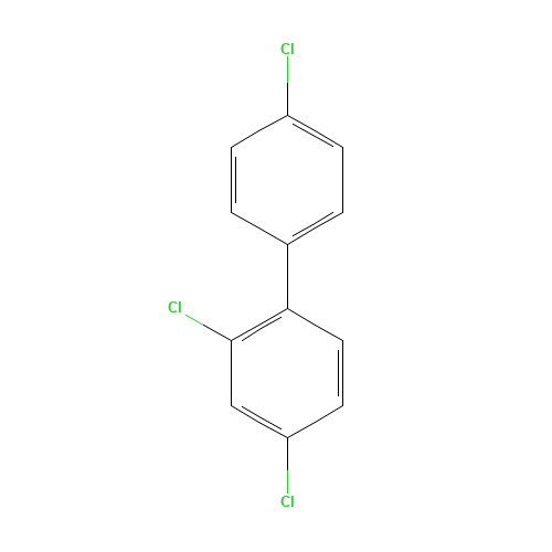 2,4-dichloro-1-(4-chlorophenyl)benzene (CAS: 7012-37-5) - Chemical Structure and Molecular Formula 