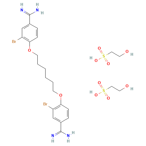 3-bromo-4-[6-(2-bromo-4-carbamimidoylphenoxy)hexoxy]benzenecarboximidamide;2-hydroxyethanesulfonic acid (CAS: 93856-83-8) - Related Chemical Product