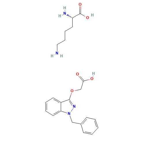 2-(1-benzylindazol-3-yl)oxyacetic acid;(2S)-2,6-diaminohexanoic acid (CAS: 81919-14-4) - Chemical Structure and Molecular Formula 