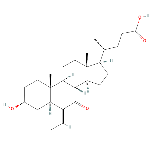 (4R)-4-[(3R,5R,6E,8S,9S,10R,13R,14S,17R)-6-ethylidene-3-hydroxy-10,13-dimethyl-7-oxo-2,3,4,5,8,9,11,12,14,15,16,17-dodecahydro-1H-cyclopenta[a]phenanthren-17-yl]pentanoic acid (CAS: 1516887-33-4) - Chemical Structure and Molecular Formula 