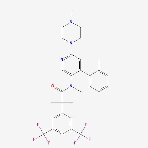 2-[3,5-bis(trifluoromethyl)phenyl]-N,2-dimethyl-N-[4-(2-methylphenyl)-6-(4-methylpiperazin-1-yl)pyridin-3-yl]propanamide (CAS: 290297-26-6) - Chemical Structure and Molecular Formula 