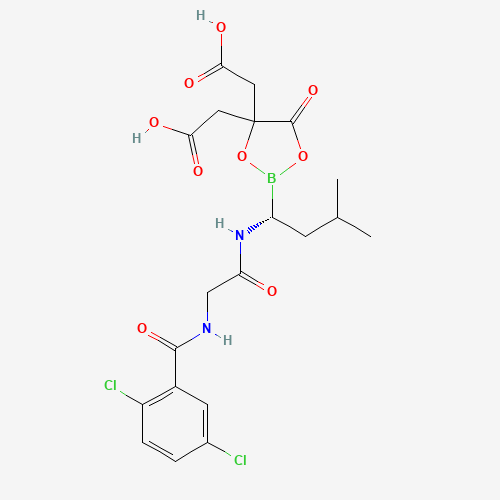 2-[4-(carboxymethyl)-2-[(1R)-1-[[2-[(2,5-dichlorobenzoyl)amino]acetyl]amino]-3-methylbutyl]-5-oxo-1,3,2-dioxaborolan-4-yl]acetic acid (CAS: 1239908-20-3) - Related Chemical Product