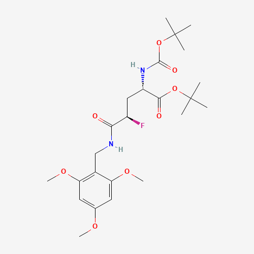 (2S,4R)-tert-butyl 2-((tert-butoxycarbonyl)amino)-4-fluoro-5-oxo-5-((2,4,6-trimethoxybenzyl)amino)pentanoate (CAS: 1262523-70-5) - Chemical Structure and Molecular Formula 