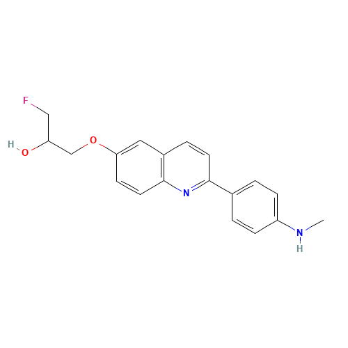 1-fluoro-3-[2-[4-(methylamino)phenyl]quinolin-6-yl]oxypropan-2-ol (CAS: 1374107-54-6) - Chemical Structure and Molecular Formula 