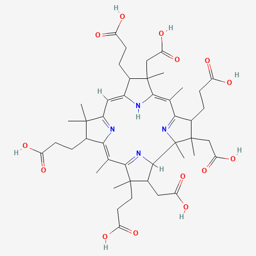 3-[(1R,2S,3S,5Z,7S,8S,13S,17R,18R,19R)-3,13,17-tris(2-carboxyethyl)-2,7,18-tris(carboxymethyl)-1,2,5,7,12,12,15,17-octamethyl-3,8,13,18,19,22-hexahydrocorrin-8-yl]propanoic acid (CAS: 23599-55-5) - Chemical Structure and Molecular Formula 
