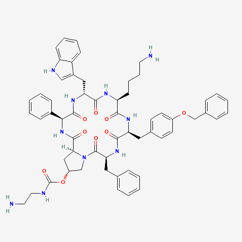[(3S,6S,9S,12R,15S,18S,20R)-9-(4-aminobutyl)-3-benzyl-12-(1H-indol-3-ylmethyl)-2,5,8,11,14,17-hexaoxo-15-phenyl-6-[(4-phenylmethoxyphenyl)methyl]-1,4,7,10,13,16-hexazabicyclo[16.3.0]henicosan-20-yl] N-(2-aminoethyl)carbamate (CAS: 396091-73-9) - Related Chemical Product
