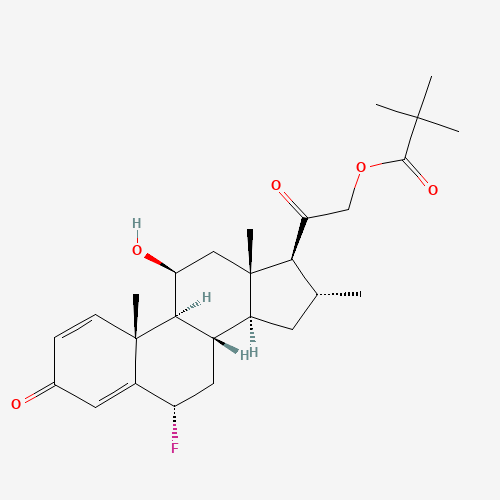 [2-[(6S,8S,9S,10R,11S,13S,14S,16R,17S)-6-fluoro-11-hydroxy-10,13,16-trimethyl-3-oxo-6,7,8,9,11,12,14,15,16,17-decahydrocyclopenta[a]phenanthren-17-yl]-2-oxoethyl] 2,2-dimethylpropanoate (CAS: 29205-06-9) - Related Chemical Product