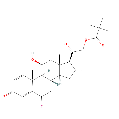 [2-[(6S,8S,9S,10R,11S,13S,14S,16R,17S)-6-fluoro-11-hydroxy-10,13,16-trimethyl-3-oxo-6,7,8,9,11,12,14,15,16,17-decahydrocyclopenta[a]phenanthren-17-yl]-2-oxoethyl] 2,2-dimethylpropanoate (CAS: 29205-06-9) - Related Chemical Product