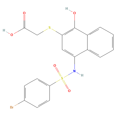 2-[4-[(4-bromophenyl)sulfonylamino]-1-hydroxynaphthalen-2-yl]sulfanylacetic acid (CAS: 518303-20-3) - Related Chemical Product