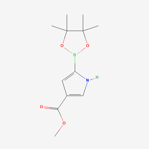 methyl 5-(4,4,5,5-tetramethyl-1,3,2-dioxaborolan-2-yl)-1H-pyrrole-3-carboxylate chemical structure methyl 5-(4,4,5,5-tetramethyl-1,3,2-dioxaborolan-2-yl)-1H-pyrrole-3-carboxylate (CAS: 1268619-58-4) - Chemical Structure and Molecular Formula