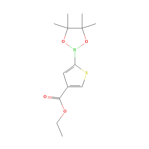 ethyl 5-(4,4,5,5-tetramethyl-1,3,2-dioxaborolan-2-yl)thiophene-3-carboxylate (CAS: 960116-27-2) - Chemical Structure and Molecular Formula 