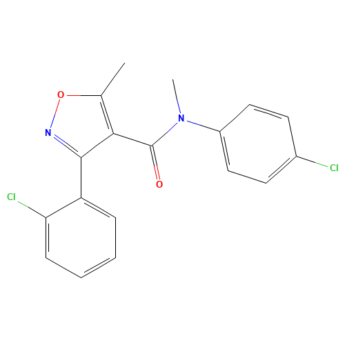 3-(2-chlorophenyl)-N-(4-chlorophenyl)-N,5-dimethyl-1,2-oxazole-4-carboxamide (CAS: 1197300-24-5) - Chemical Structure and Molecular Formula 