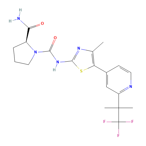(2S)-1-N-[4-methyl-5-[2-(1,1,1-trifluoro-2-methylpropan-2-yl)pyridin-4-yl]-1,3-thiazol-2-yl]pyrrolidine-1,2-dicarboxamide (CAS: 1217486-61-7) - Related Chemical Product
