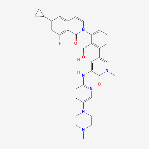 6-cyclopropyl-8-fluoro-2-[2-(hydroxymethyl)-3-[1-methyl-5-[[5-(4-methylpiperazin-1-yl)pyridin-2-yl]amino]-6-oxopyridin-3-yl]phenyl]isoquinolin-1-one (CAS: 1242156-23-5) - Related Chemical Product