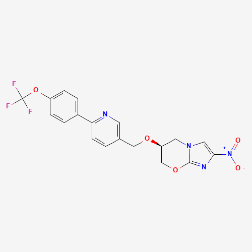 (6S)-2-nitro-6-[[6-[4-(trifluoromethoxy)phenyl]pyridin-3-yl]methoxy]-6,7-dihydro-5H-imidazo[2,1-b][1,3]oxazine (CAS: 1257426-19-9) - Chemical Structure and Molecular Formula 