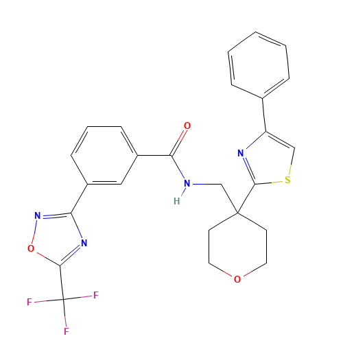 N-[[4-(4-phenyl-1,3-thiazol-2-yl)oxan-4-yl]methyl]-3-[5-(trifluoromethyl)-1,2,4-oxadiazol-3-yl]benzamide (CAS: 1314890-29-3) - Related Chemical Product