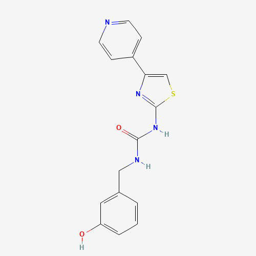 1-[(3-hydroxyphenyl)methyl]-3-(4-pyridin-4-yl-1,3-thiazol-2-yl)urea (CAS: 1342278-01-6) - Chemical Structure and Molecular Formula 
