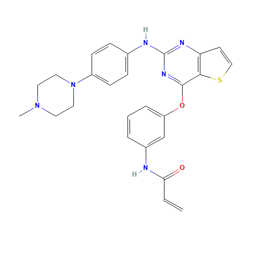 N-[3-[2-[4-(4-methylpiperazin-1-yl)anilino]thieno[3,2-d]pyrimidin-4-yl]oxyphenyl]prop-2-enamide (CAS: 1353550-13-6) - Related Chemical Product