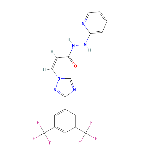 (Z)-3-[3-[3,5-bis(trifluoromethyl)phenyl]-1,2,4-triazol-1-yl]-N'-pyridin-2-ylprop-2-enehydrazide (CAS: 1392136-43-4) - Related Chemical Product