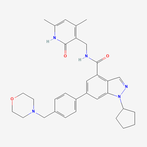 1-cyclopentyl-N-[(4,6-dimethyl-2-oxo-1H-pyridin-3-yl)methyl]-6-[4-(morpholin-4-ylmethyl)phenyl]indazole-4-carboxamide (CAS: 1396772-26-1) - Related Chemical Product