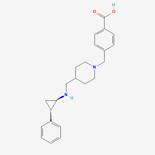 4-[[4-[[[(1R,2S)-2-phenylcyclopropyl]amino]methyl]piperidin-1-yl]methyl]benzoic acid (CAS: 1401966-69-5) - Chemical Structure and Molecular Formula 