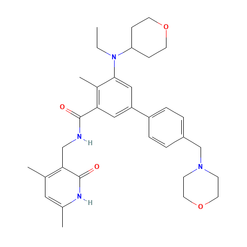 N-[(4,6-dimethyl-2-oxo-1H-pyridin-3-yl)methyl]-3-[ethyl(oxan-4-yl)amino]-2-methyl-5-[4-(morpholin-4-ylmethyl)phenyl]benzamide (CAS: 1403254-99-8) - Related Chemical Product