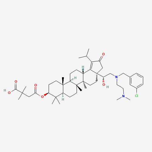 4-[[(3aR,5aR,5bR,7aR,9S,11aR,11bR,13aS)-3a-[(1R)-2-[(3-chlorophenyl)methyl-[2-(dimethylamino)ethyl]amino]-1-hydroxyethyl]-5a,5b,8,8,11a-pentamethyl-2-oxo-1-propan-2-yl-4,5,6,7,7a,9,10,11,11b,12,13,13a-dodecahydro-3H-cyclopenta[a]chrysen-9-yl]oxy]-2,2-dime (CAS: 1443461-21-9) - Chemical Structure and Molecular Formula 