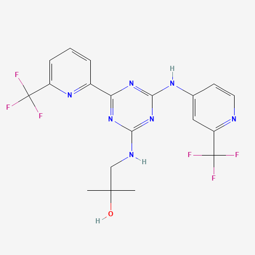 2-methyl-1-[[4-[6-(trifluoromethyl)pyridin-2-yl]-6-[[2-(trifluoromethyl)pyridin-4-yl]amino]-1,3,5-triazin-2-yl]amino]propan-2-ol (CAS: 1446502-11-9) - Related Chemical Product