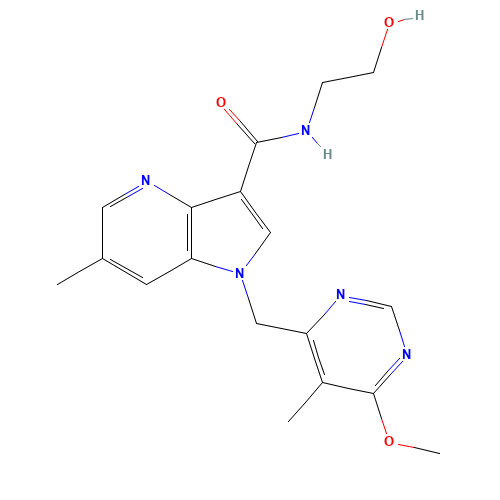 N-(2-hydroxyethyl)-1-[(6-methoxy-5-methylpyrimidin-4-yl)methyl]-6-methylpyrrolo[3,2-b]pyridine-3-carboxamide (CAS: 1494675-86-3) - Related Chemical Product