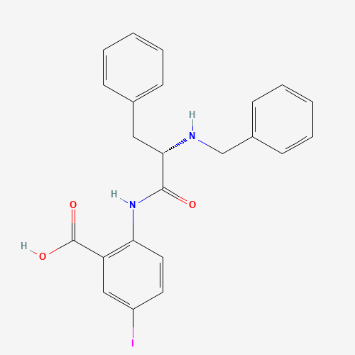 2-[[(2S)-2-(benzylamino)-3-phenylpropanoyl]amino]-5-iodobenzoic acid (CAS: 1594094-64-0) - Chemical Structure and Molecular Formula 