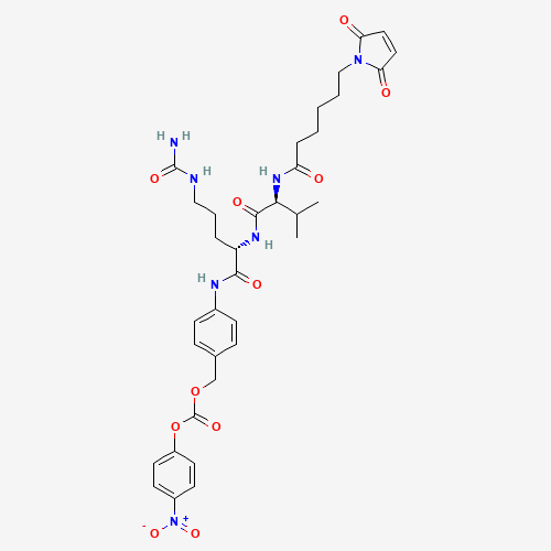[4-[[(2S)-5-(carbamoylamino)-2-[[(2S)-2-[6-(2,5-dioxopyrrol-1-yl)hexanoylamino]-3-methylbutanoyl]amino]pentanoyl]amino]phenyl]methyl (4-nitrophenyl) carbonate (CAS: 159857-81-5) - Related Chemical Product
