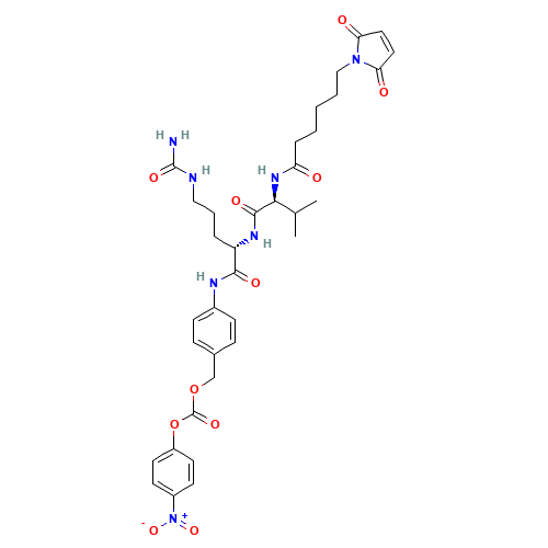 [4-[[(2S)-5-(carbamoylamino)-2-[[(2S)-2-[6-(2,5-dioxopyrrol-1-yl)hexanoylamino]-3-methylbutanoyl]amino]pentanoyl]amino]phenyl]methyl (4-nitrophenyl) carbonate (CAS: 159857-81-5) - Related Chemical Product