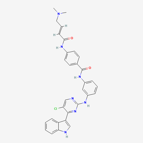 N-[3-[[5-chloro-4-(1H-indol-3-yl)pyrimidin-2-yl]amino]phenyl]-4-[[(E)-4-(dimethylamino)but-2-enoyl]amino]benzamide (CAS: 1604810-83-4) - Related Chemical Product