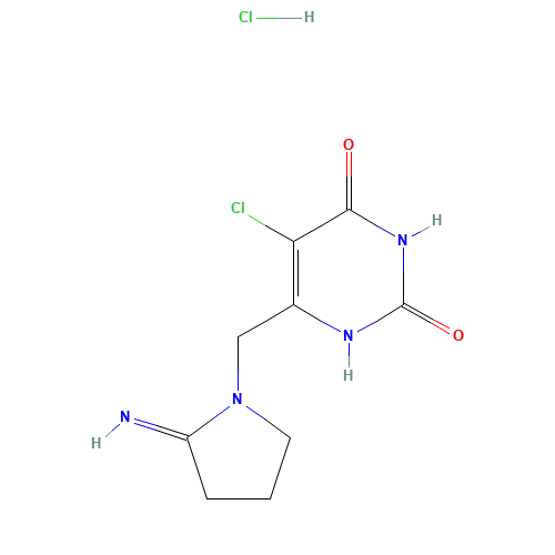 5-chloro-6-[(2-iminopyrrolidin-1-yl)methyl]-1H-pyrimidine-2,4-dione;hydrochloride (CAS: 183204-72-0) - Related Chemical Product
