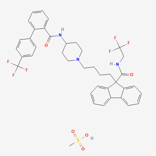methanesulfonic acid;N-(2,2,2-trifluoroethyl)-9-[4-[4-[[2-[4-(trifluoromethyl)phenyl]benzoyl]amino]piperidin-1-yl]butyl]fluorene-9-carboxamide (CAS: 202914-84-9) - Related Chemical Product