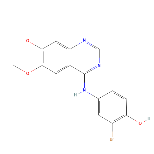 2-bromo-4-[(6,7-dimethoxyquinazolin-4-yl)amino]phenol (CAS: 211555-04-3) - Chemical Structure and Molecular Formula 