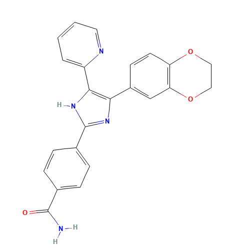 4-[4-(2,3-dihydro-1,4-benzodioxin-6-yl)-5-pyridin-2-yl-1H-imidazol-2-yl]benzamide (CAS: 301836-43-1) - Related Chemical Product
