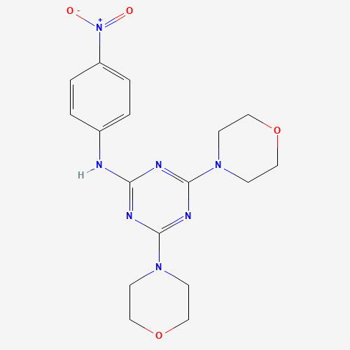 4,6-dimorpholin-4-yl-N-(4-nitrophenyl)-1,3,5-triazin-2-amine (CAS: 326914-06-1) - Chemical Structure and Molecular Formula 