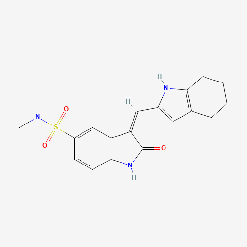 (3Z)-N,N-dimethyl-2-oxo-3-(4,5,6,7-tetrahydro-1H-indol-2-ylmethylidene)-1H-indole-5-sulfonamide (CAS: 330161-87-0) - Chemical Structure and Molecular Formula 