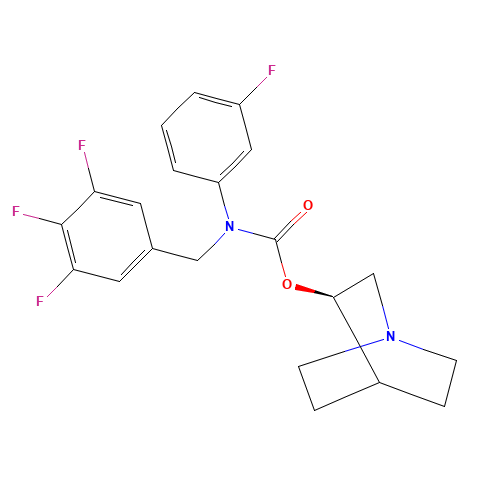 [(3R)-1-azabicyclo[2.2.2]octan-3-yl] N-(3-fluorophenyl)-N-[(3,4,5-trifluorophenyl)methyl]carbamate (CAS: 385367-47-5) - Chemical Structure and Molecular Formula 