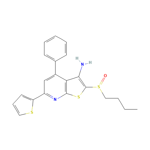 2-butylsulfinyl-4-phenyl-6-thiophen-2-ylthieno[2,3-b]pyridin-3-amine (CAS: 459147-39-8) - Chemical Structure and Molecular Formula 