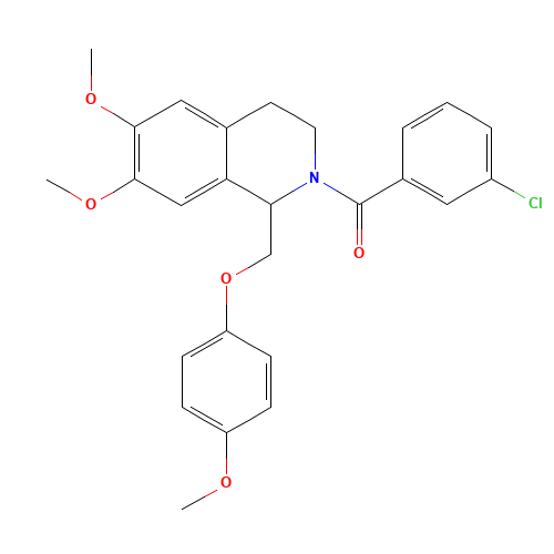 (3-chlorophenyl)-[6,7-dimethoxy-1-[(4-methoxyphenoxy)methyl]-3,4-dihydro-1H-isoquinolin-2-yl]methanone (CAS: 486427-17-2) - Related Chemical Product
