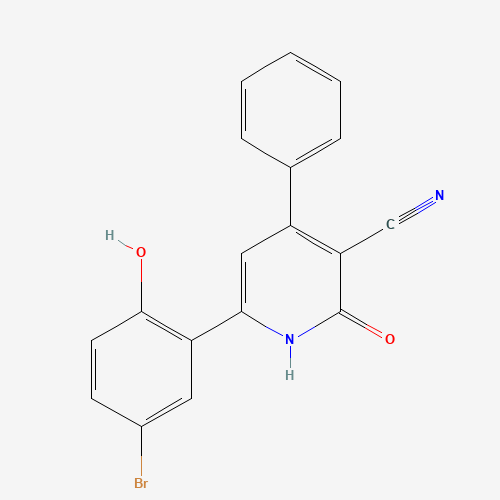 6-(5-bromo-2-hydroxyphenyl)-2-oxo-4-phenyl-1H-pyridine-3-carbonitrile (CAS: 491871-58-0) - Chemical Structure and Molecular Formula 