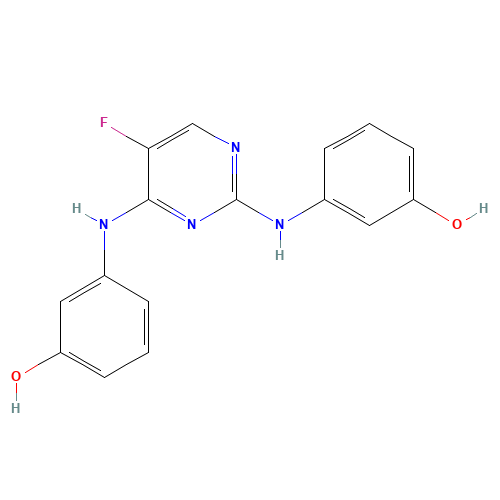 3-[[5-fluoro-2-(3-hydroxyanilino)pyrimidin-4-yl]amino]phenol (CAS: 575474-82-7) - Related Chemical Product